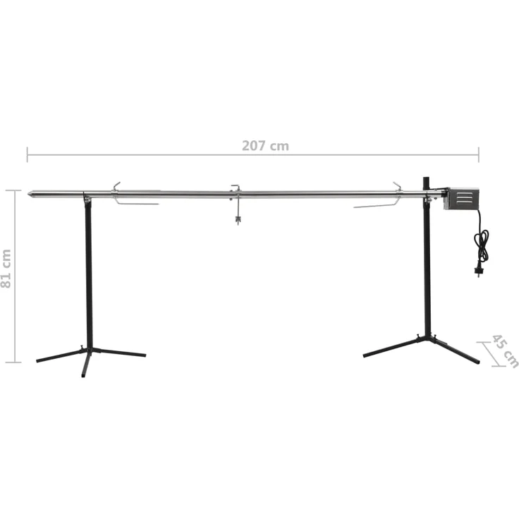 vidaXL Automatischer Grillspieß mit Motor Edelstahl 207×45×81 cm 44644 – Bild 7