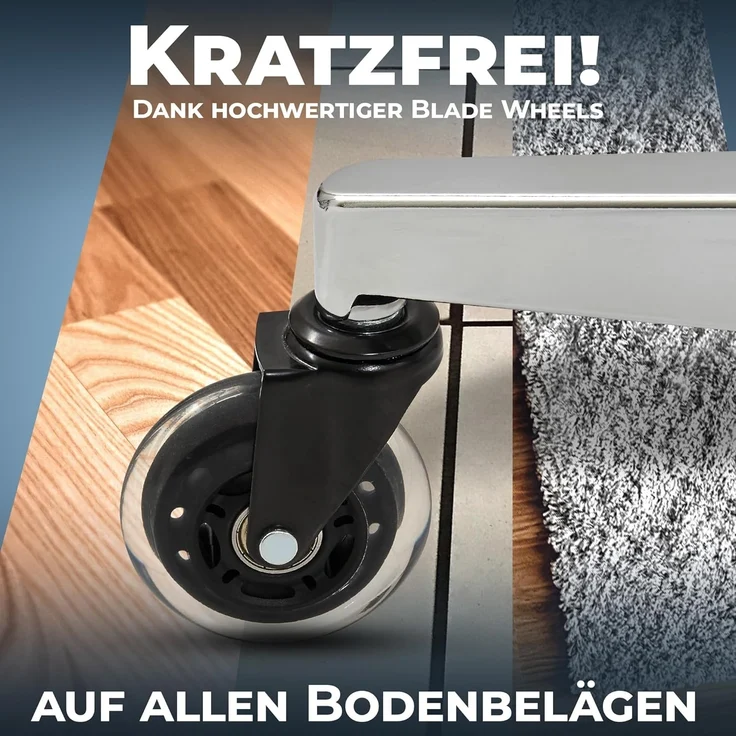 CLOUVOU Bürostuhl ergonomisch, CleverSeat Schreibtischstuhl bis 150 kg - Testsieger (Chefsessel für Arbeitszimmer, 4D Chrom-Metallarmlehne), Blade Wheels, Homeoffice, Gaming Stuhl, Drehstuhl – Bild 6