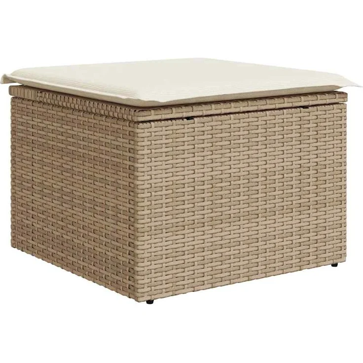 vidaXL Garten-Sofa-Set mit Speicher 6 pcs Beige Poly Rattan 3358059 – Bild 4