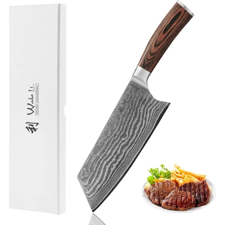 Wakoli Asiamesser Edib Chai Dao Damastmesser I Kochmesser Küchenmesser I 19cm Klinge, aus 67 Lagen Damaststahl mit Kupfereinlage, VG-10 Stahlkern – Bild 5