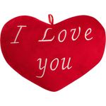 Deuba Herzkissen I Love You Liebe 26cm flauschig weich gestickter Schriftzug Plüschherz Plüschkissen Kissen Kuschelkissen