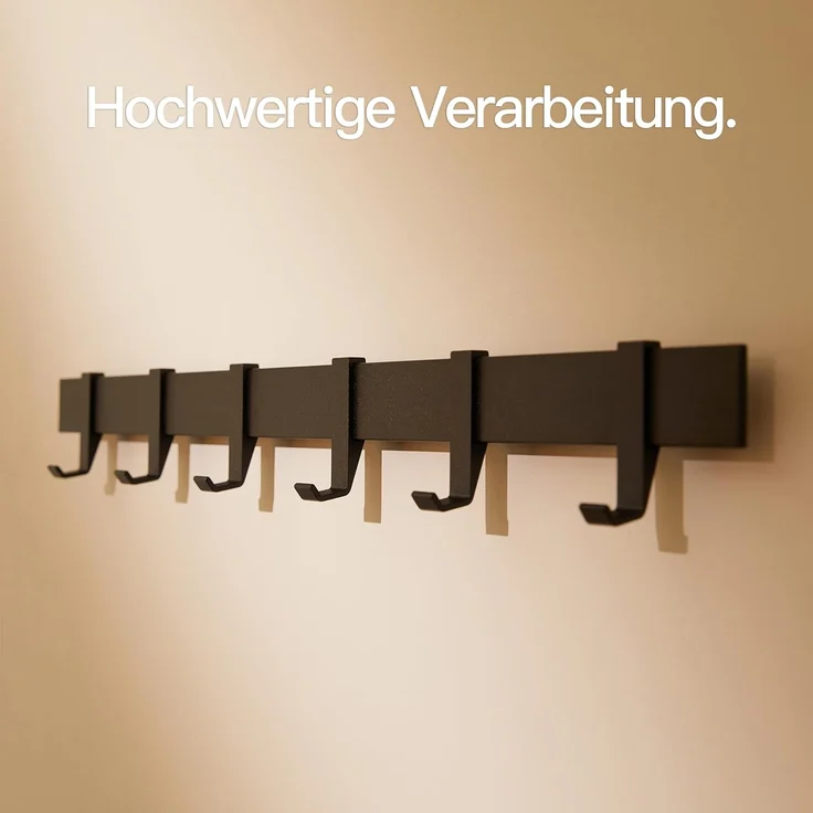 Designfabrik Hamburg Garderobenleiste, Wandgarderobe aus Metall, Garderobenhaken modern, verschiebbare Haken, schwebende Optik – Bild 5