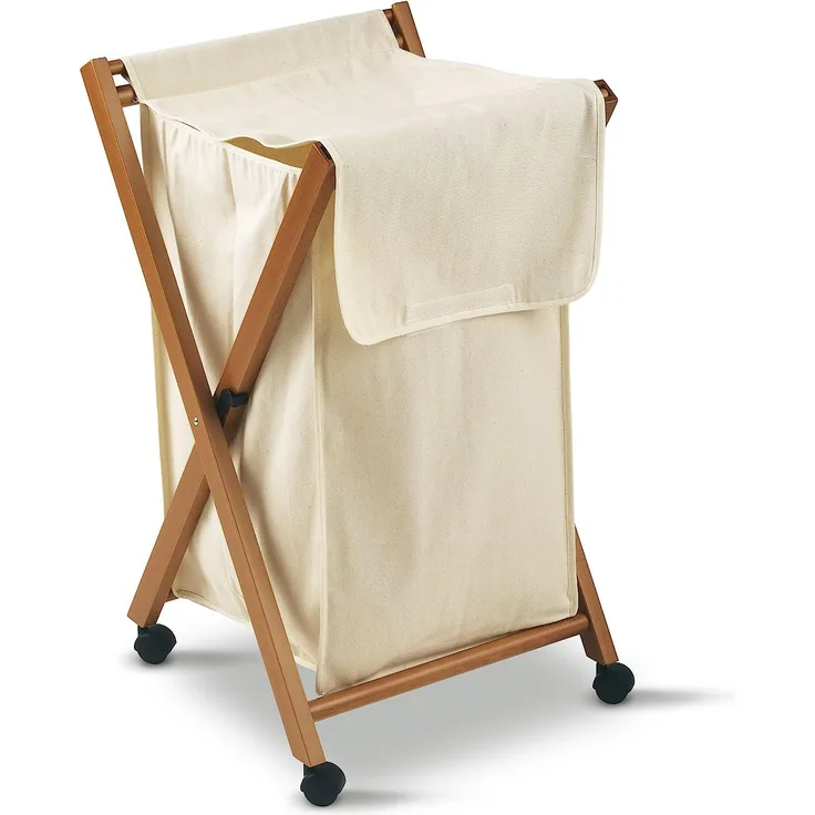 ARREDAMENTIITALIA Arredamenti Italia Wäschesammler Banny, Holz - Faltbar - abnehmbare Tasche - Farbe: Kirsche Holz AR-It il Cuore del Legno