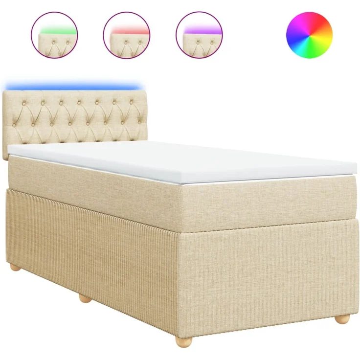 vidaXL Boxspringbett mit Matratze Creme 90x190 cm Stoff 3289623 – Bild 2