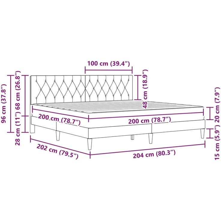 vidaXL Bettgestell mit Matratze Dunkelgrau 200x200 cm Samt 3415073 – Bild 11