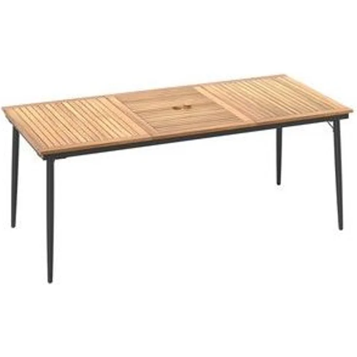 COSTWAY Gartentisch, mit Schirmloch, Akazienholz, 200x90cm Terrassentisch rechteckig – Bild 6
