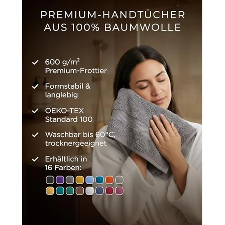 Luckytowel Handtücher Set 50x100 cm, Oeko-TEX Frottee Handtuch-Set, 100% Baumwolle, 600 g/m², flauschig & saugstark, 2er Pack Orange – Bild 2
