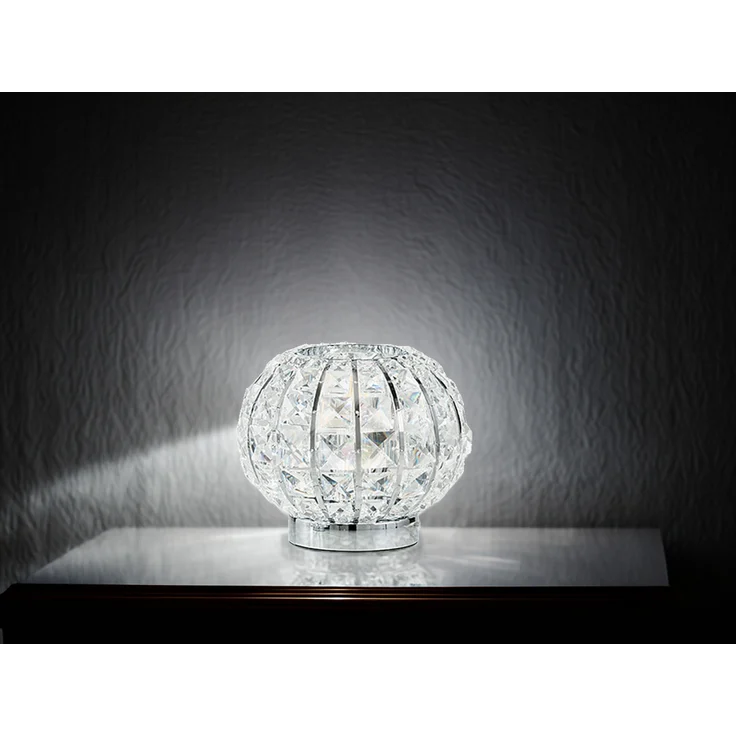 LED Kugel Tischlampe Chrom mit Glas Kristallen, Ø 20cm – Bild 3