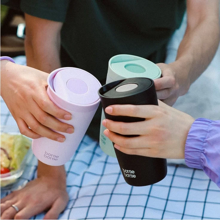 BOTTLE BOTTLE Thermobecher 350ml für Kaffee oder Tee, auslaufsicher, Easy Quick-Press-Verschluss, 1-tlg, Edelstahl, Isolierbecher Travel Mug Classic Grande – Bild 3