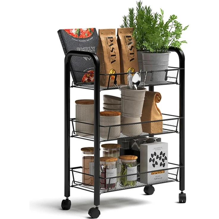 Rollcontainer Tarro Schwarz 45 x 64 cm mit 3 Ablagefächern Vicco – Bild 6