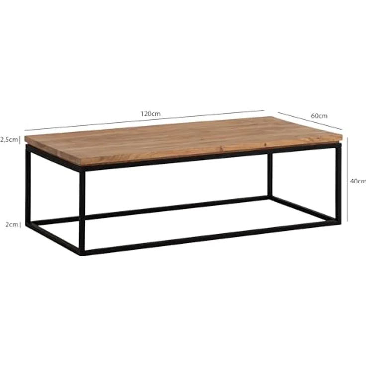 Livetastic Couchtisch Akazie, Massivholz rechteckig 60x40x120 cm, einfacher Aufbau für Wohnzimmer – Bild 3