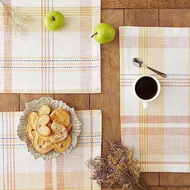 DII Veranda Plaid Collection Dekoratives Tischset aus Baumwolle, 33 x 48 cm, 4 Stück – Bild 5