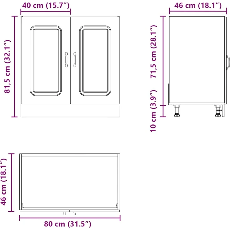 vidaXL Spülenunterschrank Kalmar Braun Eichen-Optik 80x46x81,5 cm 853454 – Bild 10