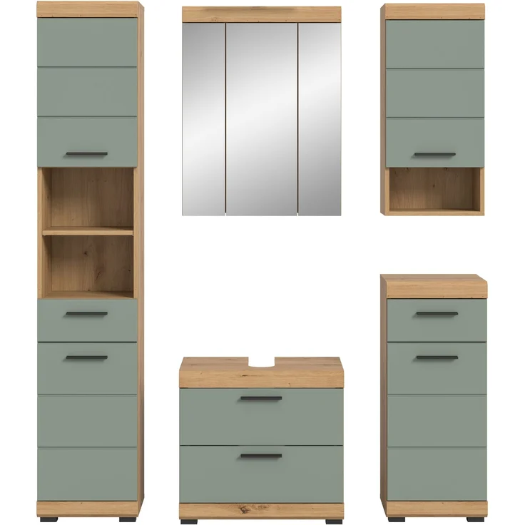 Xonox Scout Badkombination (B/H/T: 164x191x34 cm) in Salbei und Artisan Eiche Nachbildung – Bild 2