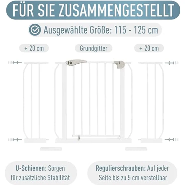 ib style® Berrin ! PREISSIEGER ! Treppengitter 58-175 cm | Ohne Bohren |Auto-Close| 90° Stop | Einhand Bedienung | 113-121 cm – Bild 9