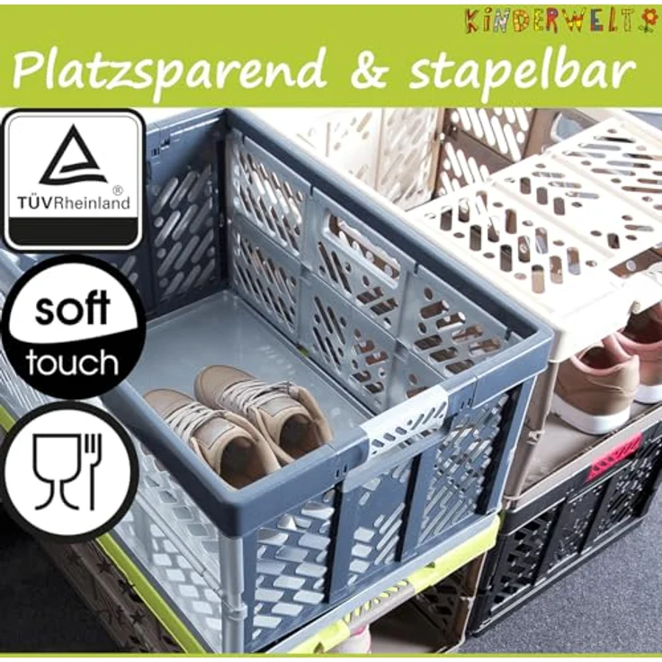 KiNDERWELT Robuste Profi - Klappbox 45 L bis 50 kg - Faltbox, Kiste, Korb zur Aufbewahrung, Transport - orange – Bild 7
