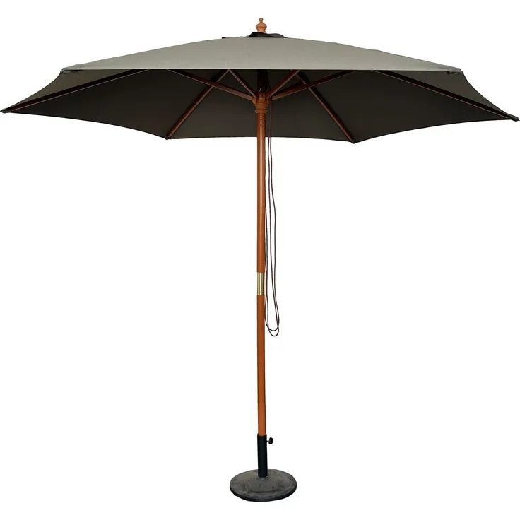 Sonnenschirm Ø 3m Schirm Marktschirm Gartenschirm Holzgestell UV15 Steingrau