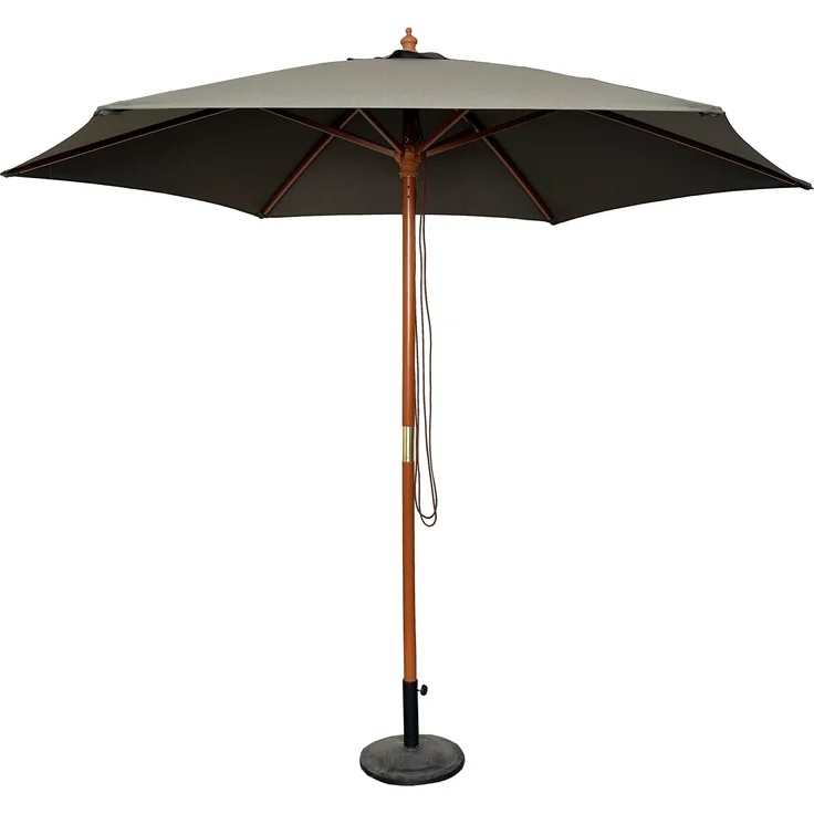 Sonnenschirm Ø 3m Schirm Marktschirm Gartenschirm Holzgestell UV15 Steingrau