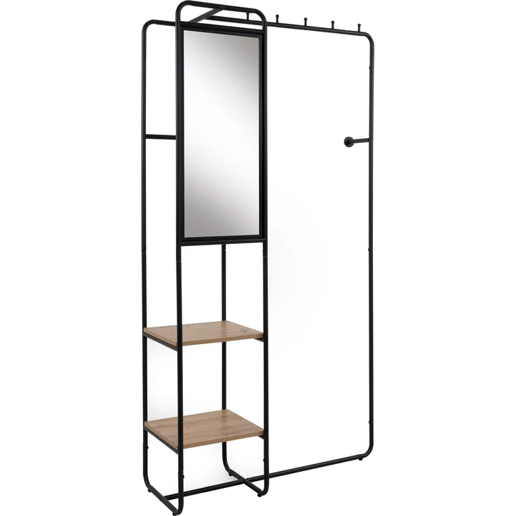 Kompaktgarderobe >Luton< Spiegel, Ablagen, schwarz / Dekor Artisan Eiche - 100x185x37 (BxHxT) – Bild 4