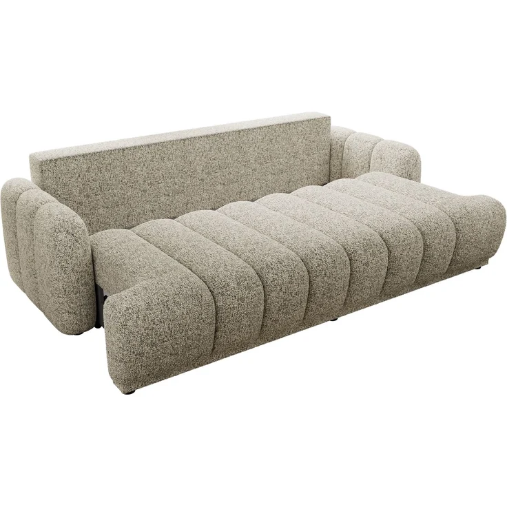 Schlafsofa ACCORDO 3-Sitzer mit Schlaffunktion, DL-Mechanismus, Wellenfederung & Massivholz, freistehend rundum bezogen - Beige Strukture – Bild 6