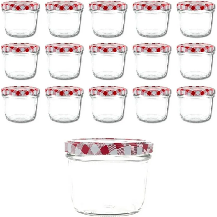 EUROHOME Marmeladenglas EUROHOME® Einmachglas 230 ml, Glas, (15-tlg, Einmachglas 15er Set), Einmachgläser mit Deckel - Schraubgläser