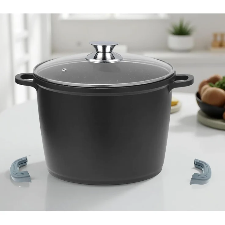 Tiefer Kochtopf mit Glasdeckel & Silikongriffe, ø32 cm - 15 L - Antihaft – Bild 3