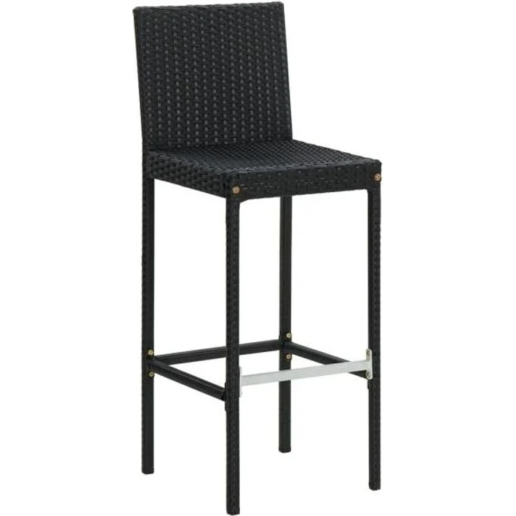 vidaXL Garten-Barhocker mit Kissen 2 Stk. Schwarz Poly Rattan 313435 – Bild 3