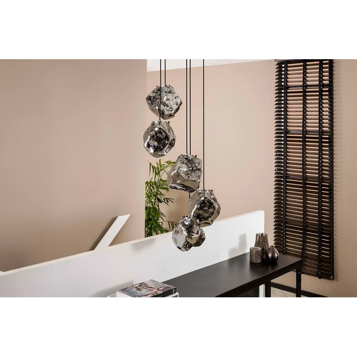 KAWOLA Pendelleuchte EDESSA Hängelampe 5-flammig Glas silber 150 x 50 x 50 cm – Bild 2