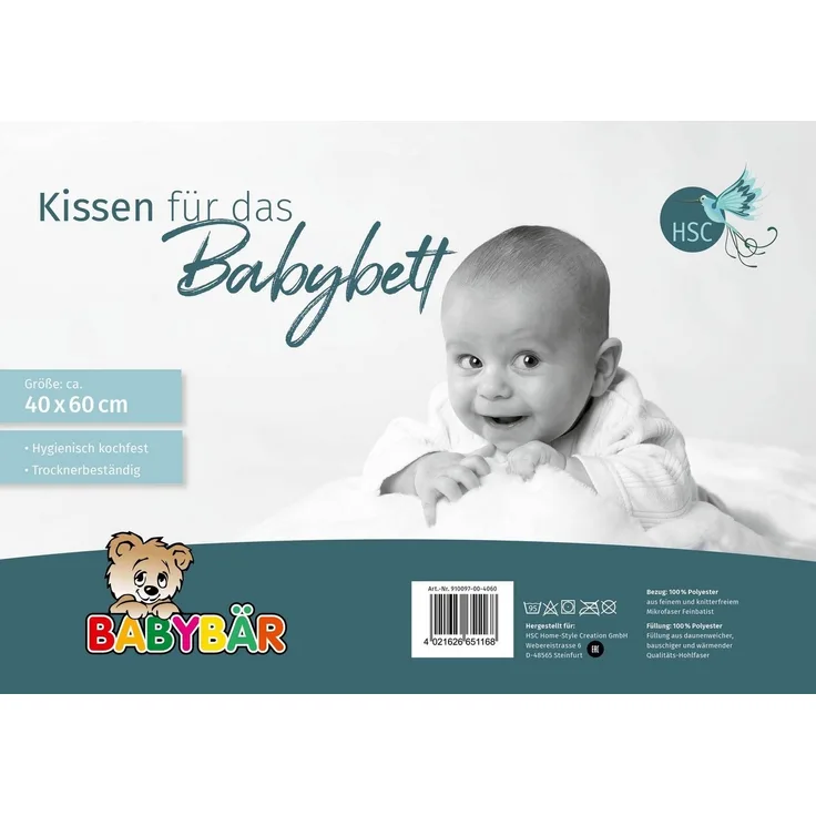 HSC Home-Style-Creation GmbH Babykissen Flachkissen, mit Randrolle und Mikrofaser gefüllt