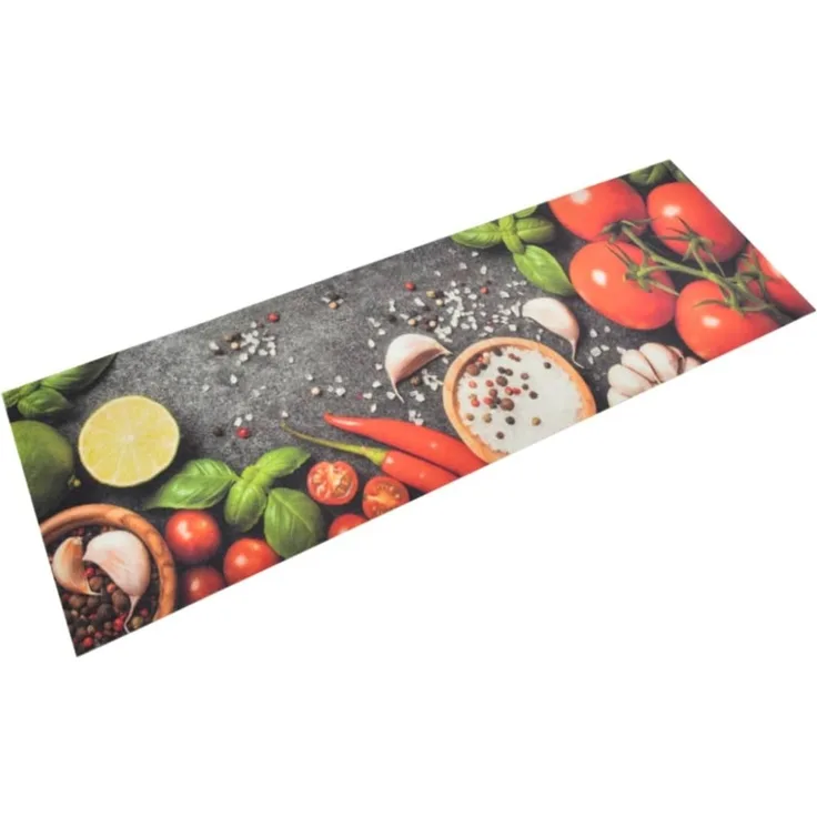 vidaXL Küchenteppich Waschbar Gemüse 60x180 cm Samt 136538