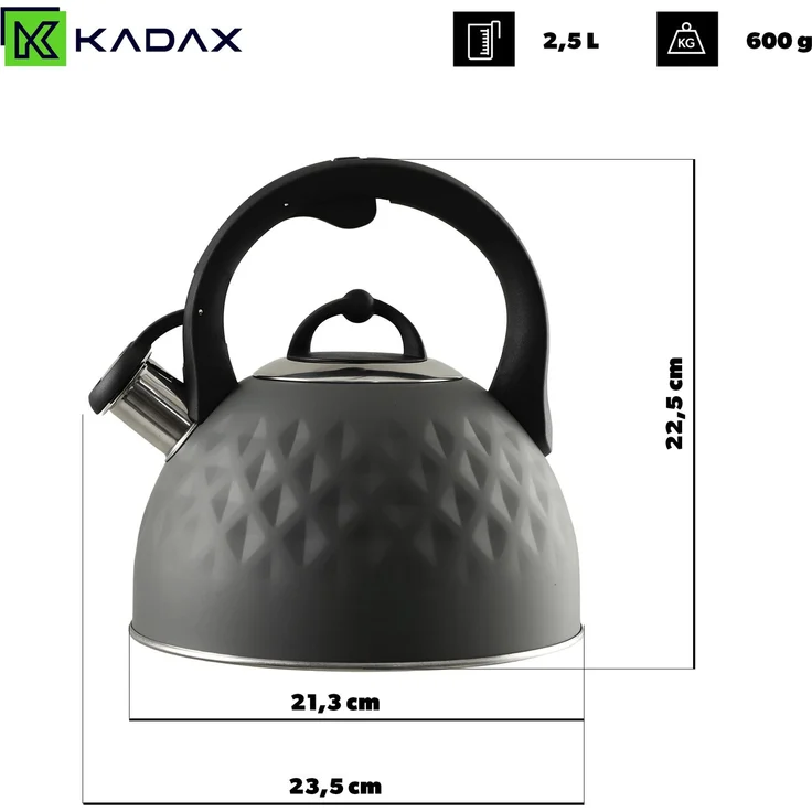 KADAX Stahlkessel 2,5 l, Induktion, Gaspfeife mit Griff, traditionell – Bild 2