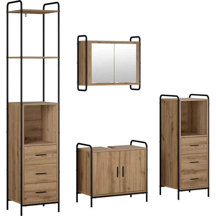 vidaXL Badezimmerschrank-Set 4 stk. Artisan-Eiche 40 x 36 x 200,5 cm 3444668 – Bild 2