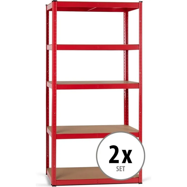 Stagecaptain Schwerlastregal Lagerregal - 5 variabel montierbare Böden - auch als Werkbank umbaubar, 2er Spar-Set 2-tlg, Tragkraft pro Boden: 175 kg, gesamt 875 kg