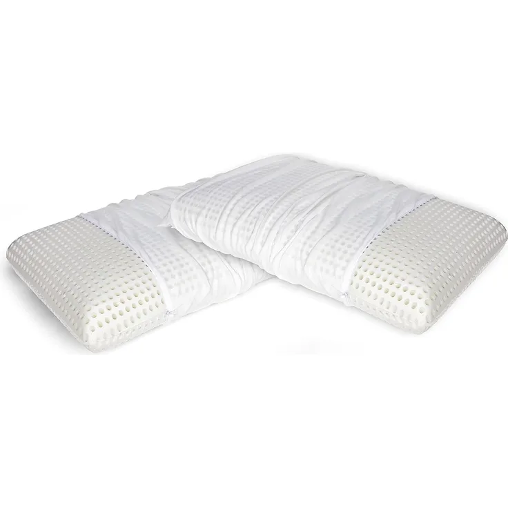 Talamo Italia 2er-Set Kissen für das Bett, 100% Made in Italy, Abnehmbares "Seifen"-Kissen aus perforiertem Memory-Schaum, hypoallergen und atmungsaktiv, 70x40xh16 cm