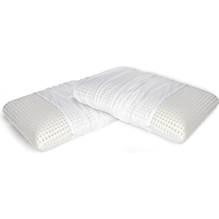 Talamo Italia 2er-Set Kissen für das Bett, 100% Made in Italy, Abnehmbares "Seifen"-Kissen aus perforiertem Memory-Schaum, hypoallergen und atmungsaktiv, 70x40xh16 cm