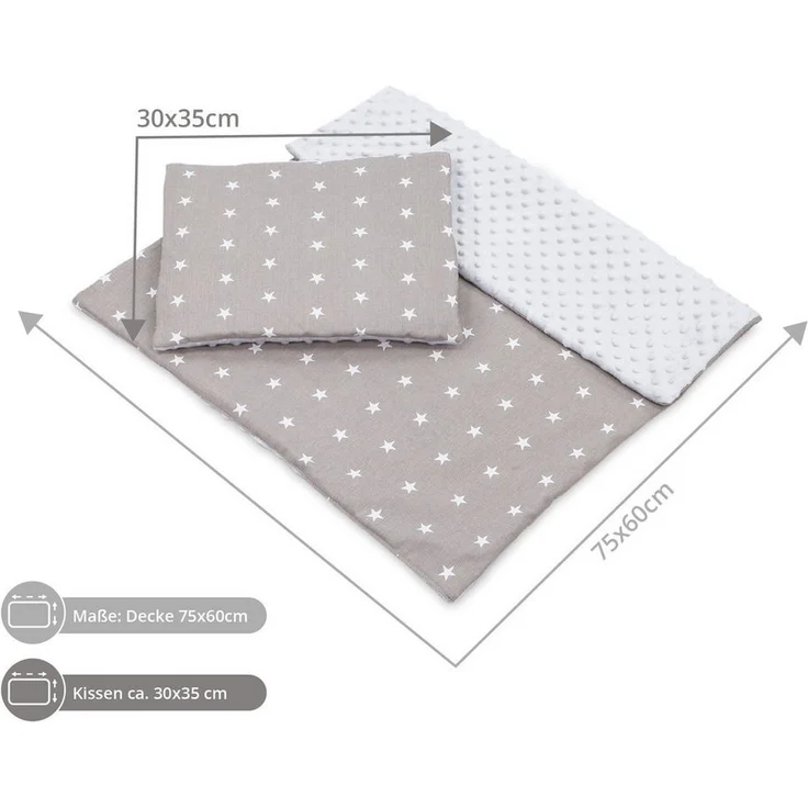 Wohndecke Babydecke Kuscheldecke Baby 75x60 cm - Minky Decke mit Kissen 30x35, Totsy Baby – Bild 3