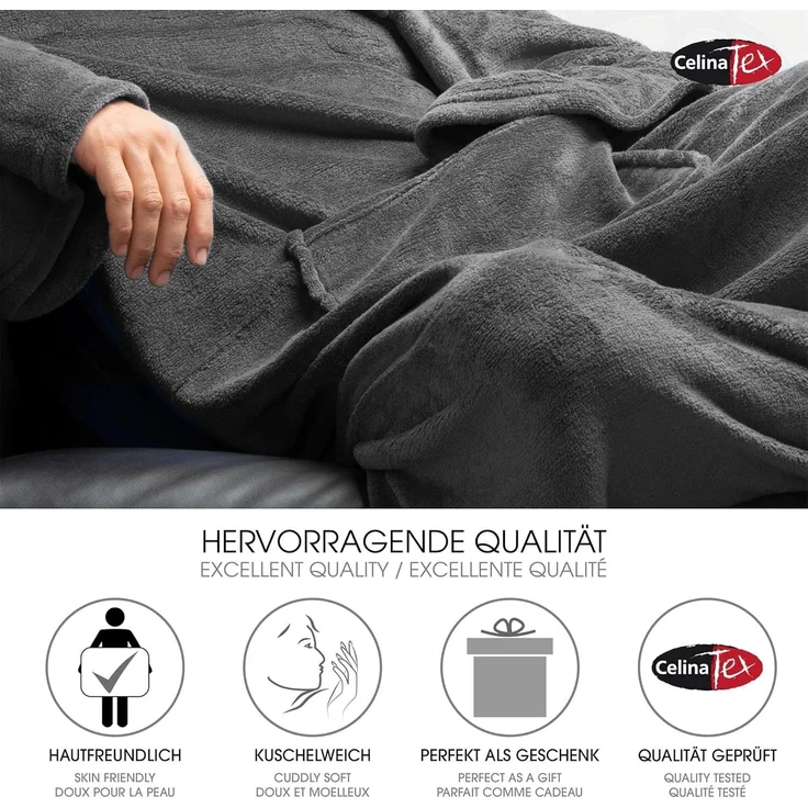 CelinaTex TV-Decke mit Ärmeln und Fußtasche Flauschige Kuscheldecke 150x180 cm dunkel braun Mikrofaser Fleece Soft Oeko-TEX – Bild 2