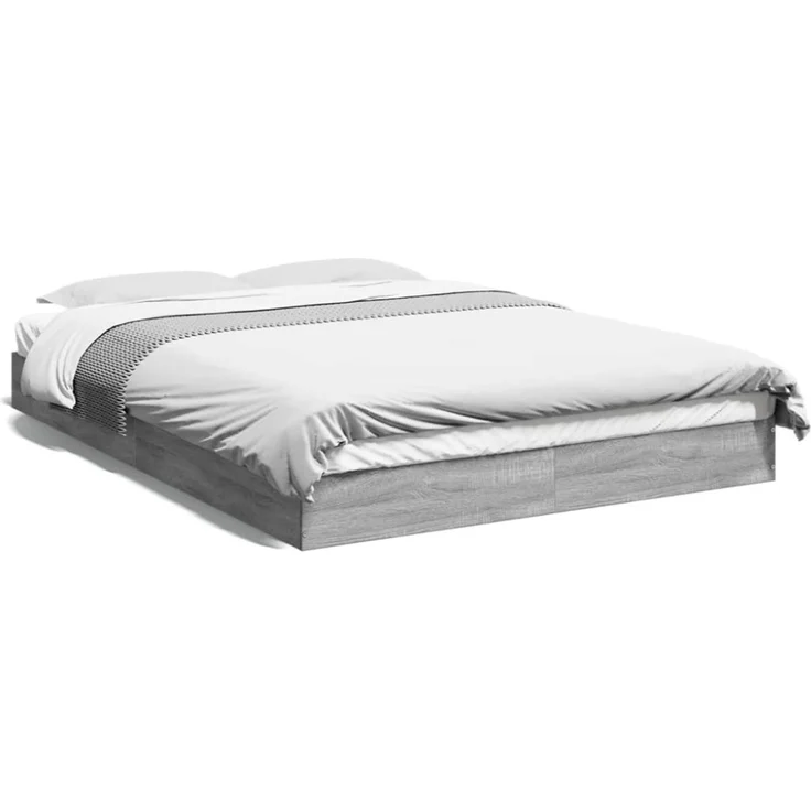 vidaXL Bettgestell Grau Sonoma 135x190 cm Holzwerkstoff 842047 – Bild 1