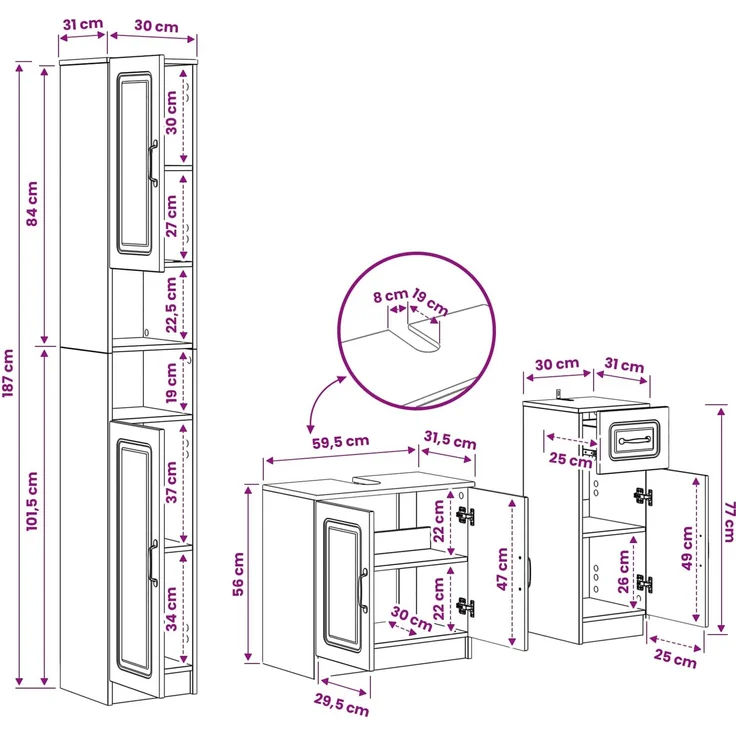 vidaXL 3-teiliges Badezimmer-Schranksystem UTRECHT Artisan-Eiche 3417899 – Bild 10