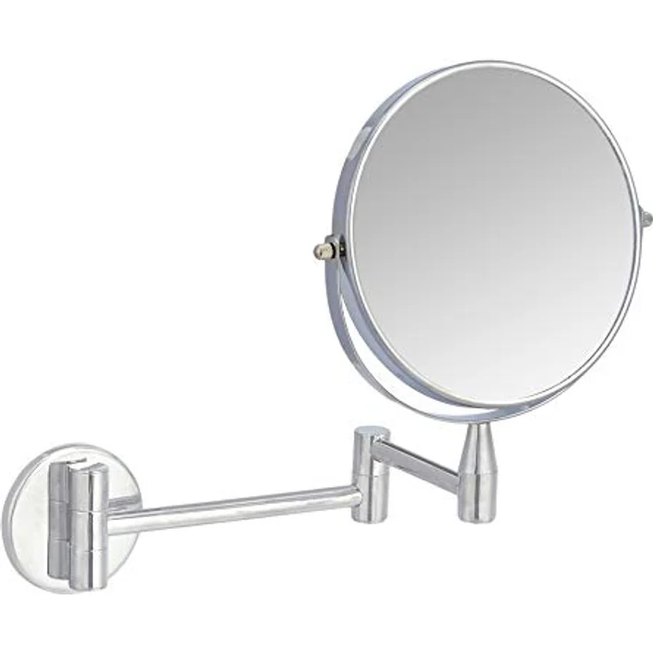 Amazon Basics Rund, Kosmetikspiegel zur Wandmontage, doppelseitig mit 1-fach/5-fach Vergrößerung, 32.5 x 25.4 cm, verchromt – Bild 1