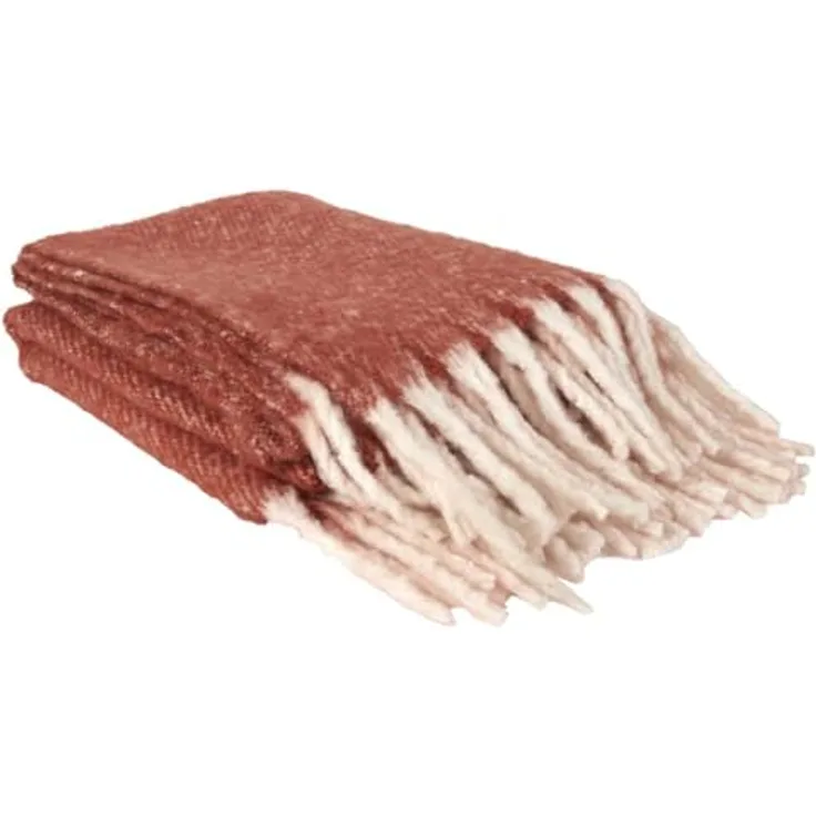 HOME DECO FACTORY, TX0078, Terracotta Plaid with Fringes, elegant and Soft Interior Textile, ideal for Sofa or Bed, Easy to Maintain, Dimensions 120x150 cm, orange Color