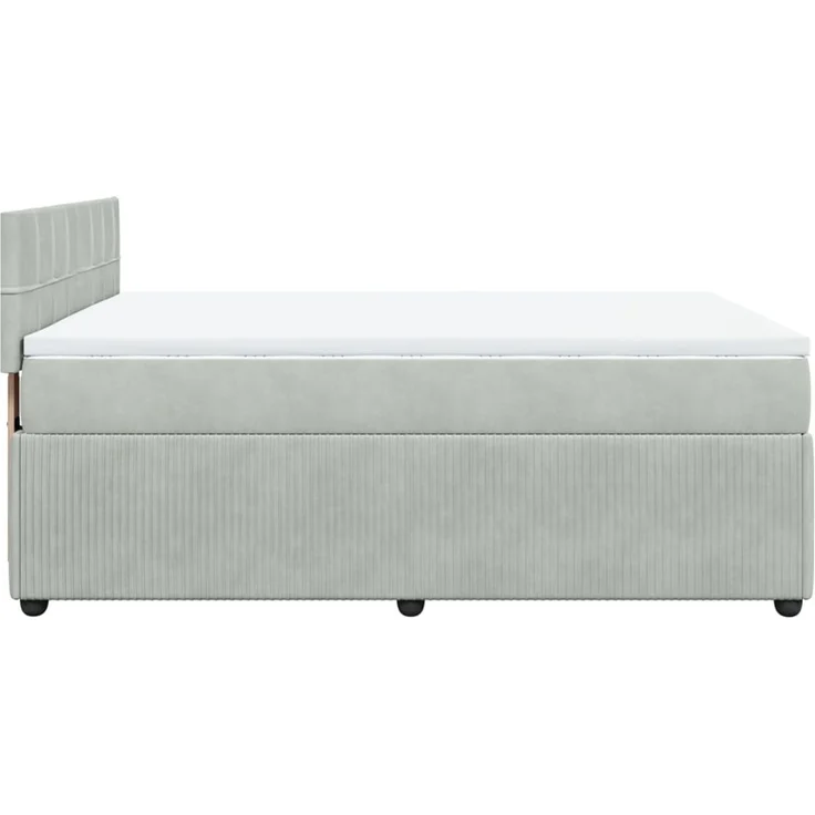 vidaXL Boxspringbett mit Matratze Hellgrau 140x200 cm Samt 3287758 – Bild 9