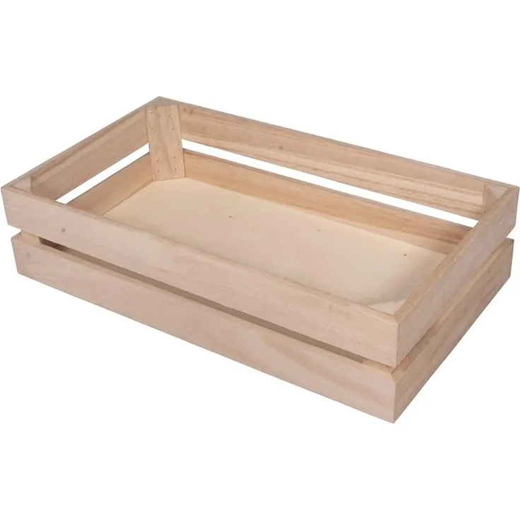 Holzkiste Latten-Optik, FSC Mix Credit, 35,5x20,3x8,4cm, + 2 Wandhaken