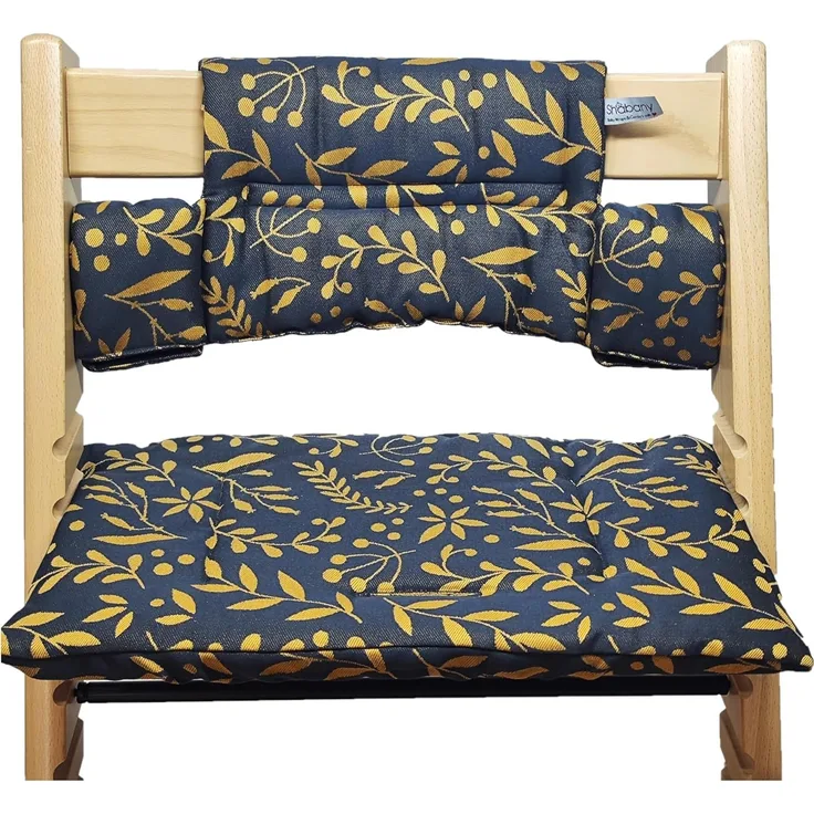 Shabany® Hochstuhl Sitzkissen 100% Bio Baumwolle | Classic Kissen Sitzbezug Hochstuhlauflage | 2-teilig passend für Stokke Tripp Trapp Kinderhochstuhl | maschinenwaschbar einfache Befestigung (noble)