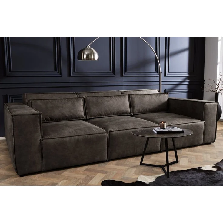 riess-ambiente 3-Sitzer BOSSA NOVA 260cm antik dunkelgrau, Einzelartikel 1 Teile, Wohnzimmer · Microfaser · inkl. Kissen · Modern Design – Bild 3