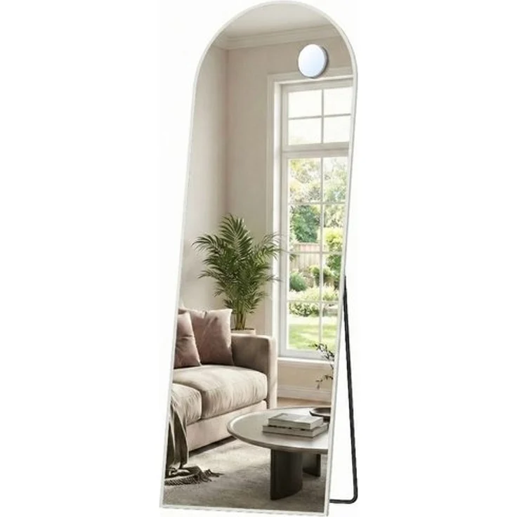 SONGMICS Ganzkörperspiegel mit Vergrößerungsspiegel, Sicherheitsglas, gewölbt, 160 x 50 cm, weiß – Bild 2