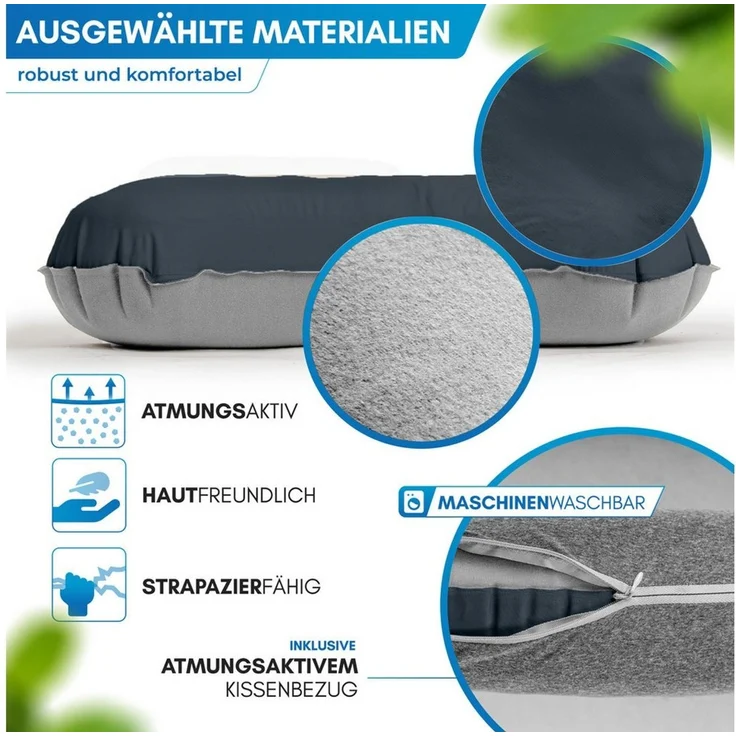 Nordmut Reisekissen aufblasbar & ergonomisch für Camping & Outdoor, kompakt & ultraleicht, Spar-Set, 1-tlg, Nordmut Rago + Kompressionsbeutel, Trekking, Schlafkissen für Nacht, waschbarer Bezug, Kompressionsbeutel – Bild 3