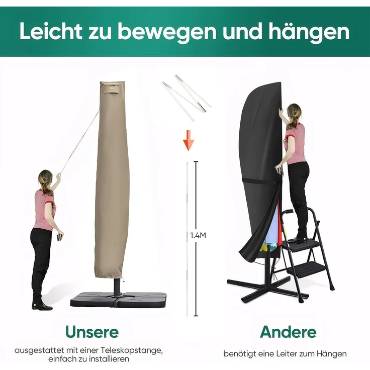 Sekey® Schutzhülle für Ampelschirm,Abdeckhauben für Sonnenschirm – Bild 5