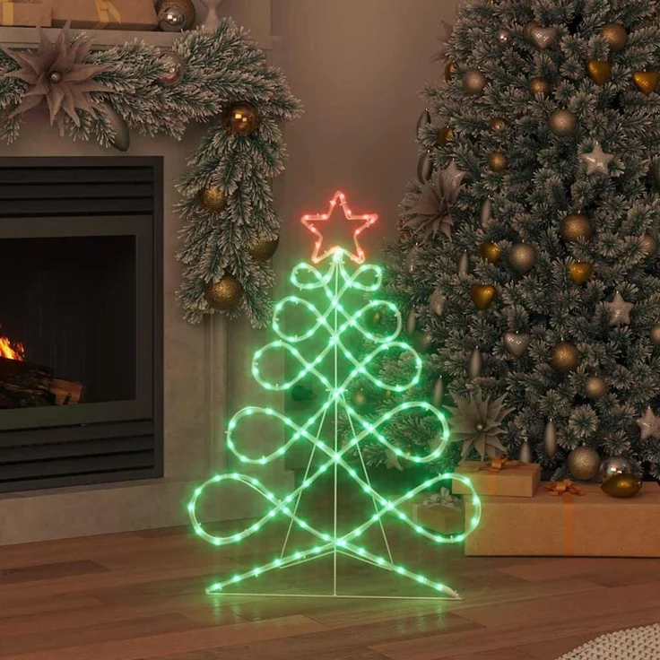 vidaXL Lichterbaum in Weihnachtsbaumform Mehrfarbig 58 x 78 cm PVC 42018958 – Bild 3