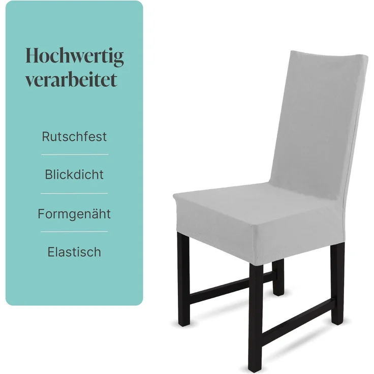 Stuhlhusse kurz - Baumwolle Silber - 2er Pack – Bild 2